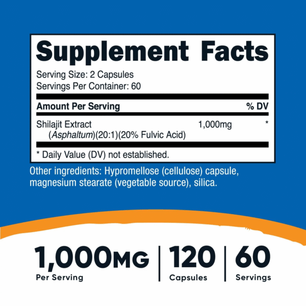 Shilajit Capsules (120 Capsules, 60 Servings)