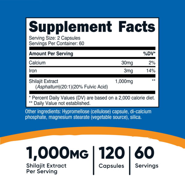 Shilajit Capsules (120 Capsules, 60 Servings)