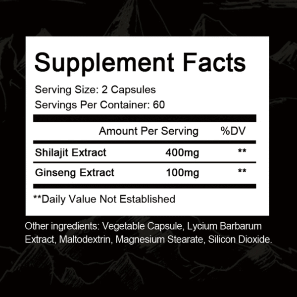 Shilajit Supplement 500Mg, 120 Vegan Capsules for Unisex